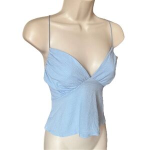 Light Blue Spaghetti Strap Peplum Cami